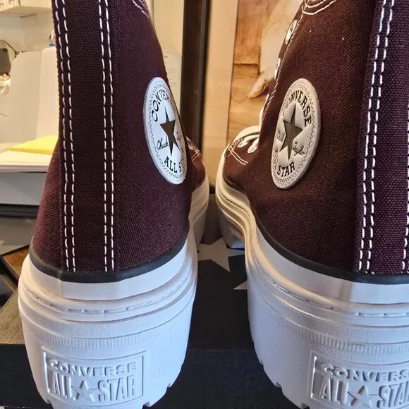 Converse Chuck Taylor All Star Lugged Heel Platform White Bloodstone W Sz 8 NEW - Picture 6 of 11